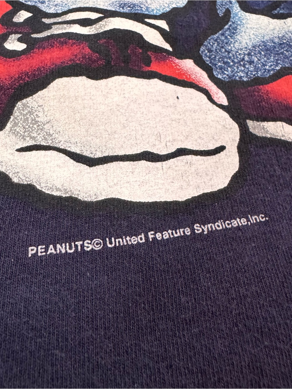 Vintage 90s Joe Cool Snoopy Giant Graphic Tee Syndicate Peanuts Navy Large Rare - Picture 3 of 6